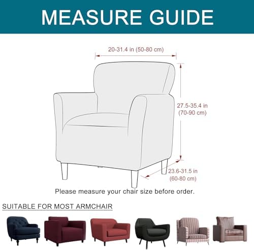 KRFOONN Stretch Chair Covers with Arms Jacquard 1-Piece Mid Century Modern Ar...
