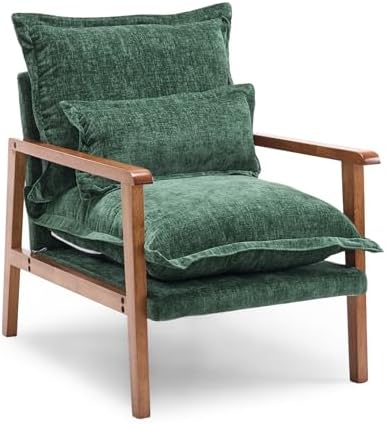VINGLI Mid-Century Modern Cloud Accent Armchair with Lumbar Pillow, 6.3'&...