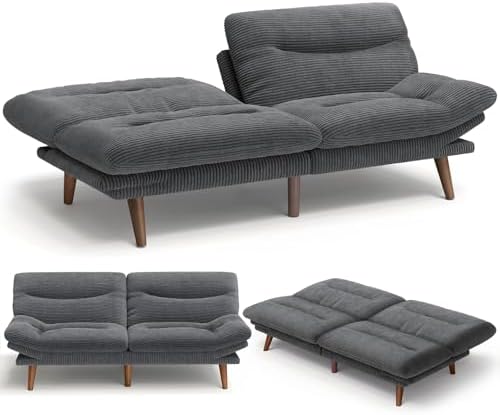 Amada 75 inch 3-in-1 Convertible Futon Sofa Bed, Gray