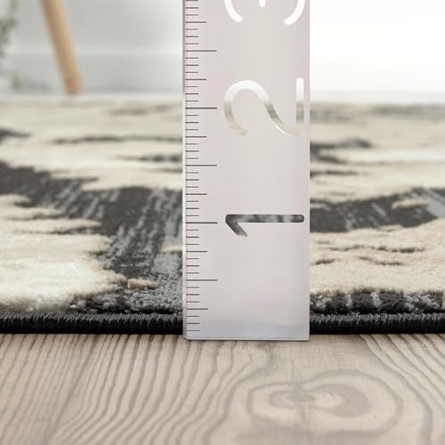Abani Black and Cream Area Rug | 8' x 10' Tan and Beige Abstract Patt...