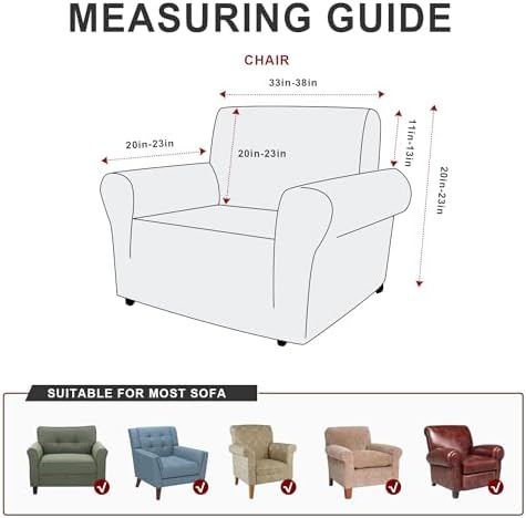 ANARACHON 1-Piece Leather-Look Armchair Cover, Stretch Chair Slipcover