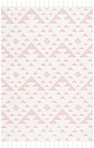 SAFAVIEH Area Rug 4x6 - Moroccan Tassel Shag Collection - Ivory & Pink, N...