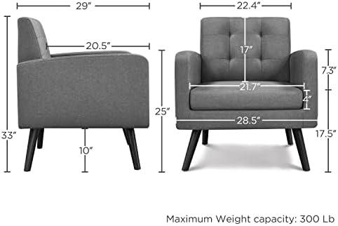 Yaheetech Mid Century Accent Chair Living Room Chair Dark Gray