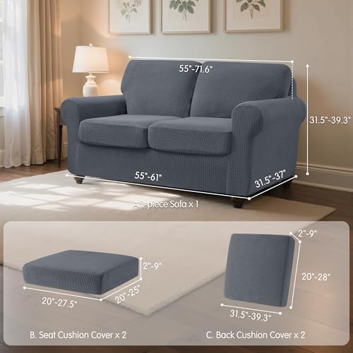 SUBRTEX 5 Piece Stretch Loveseat Slipcover,Couch Cover for 2 Cushion Washable...