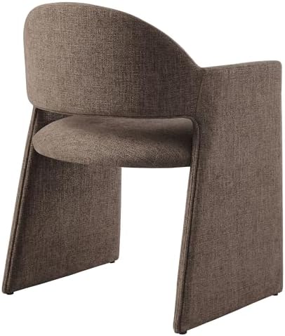 Modway Talia Upholstered Fabric Dining Armchair in Mocha - Modern Curved Dini...