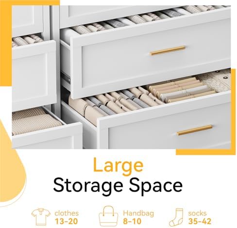 YAUWOH 5 Drawer Metal Dresser, Heavy Duty Steel Storage Dresser with Smooth G...