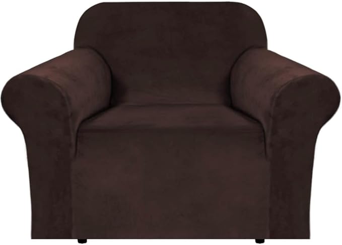 H.VERSAILTEX Stretch Velvet Armchair Cover Couch Covers 1 Cushion Chair by HVERSAILTEX