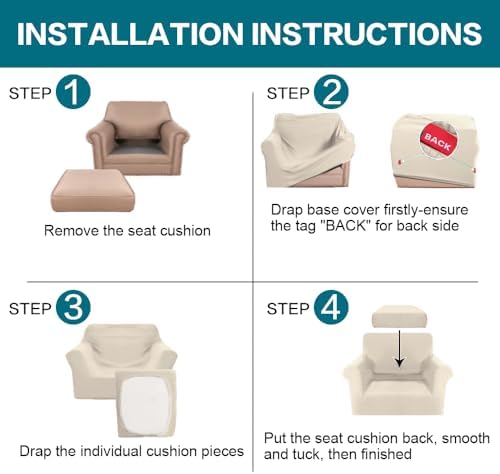 Turquoize 2 Piece Chair Covers for Living Room Armchair Couch Cover with Indi...