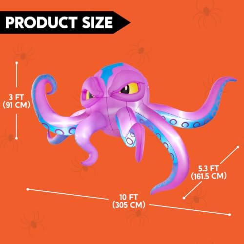 JOYIN 10FT Long Halloween Inflatable Rooftop Octopus Decoration with Built-in...