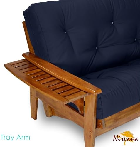 Eastridge Futon Set - Full Size, Frame, 8" Mattress, Twill Navy Blue Cover