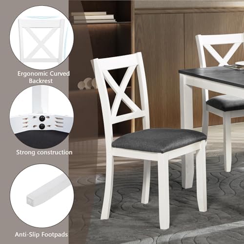 Bellemave 6-Piece Dining Table Set for 6 Rectangular Kitchen Table Set with 4...