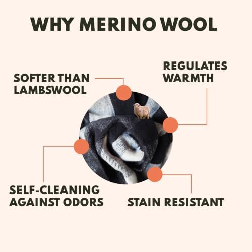 Woolly Mammoth Merino Wool Blanket, Fall Camping Blanket, 66"x90" G...
