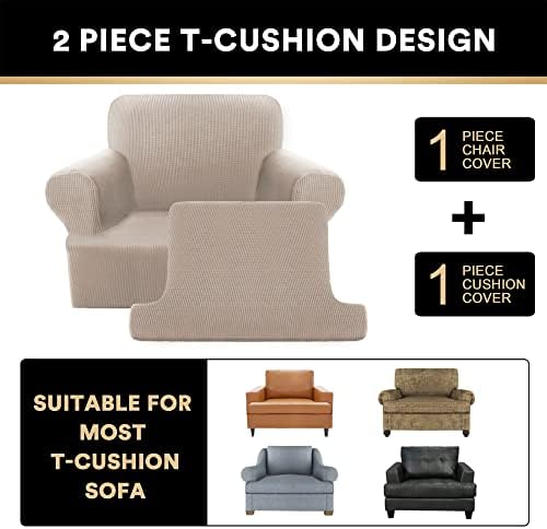 PrinceDeco 2 Pieces Armchair Slipcover Stretch Couch Covers for T Cushion Cha...