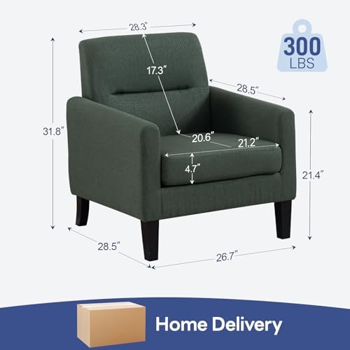 Accent Chair, Mid Century Modern Living Room Chairs Reading Chair, Green