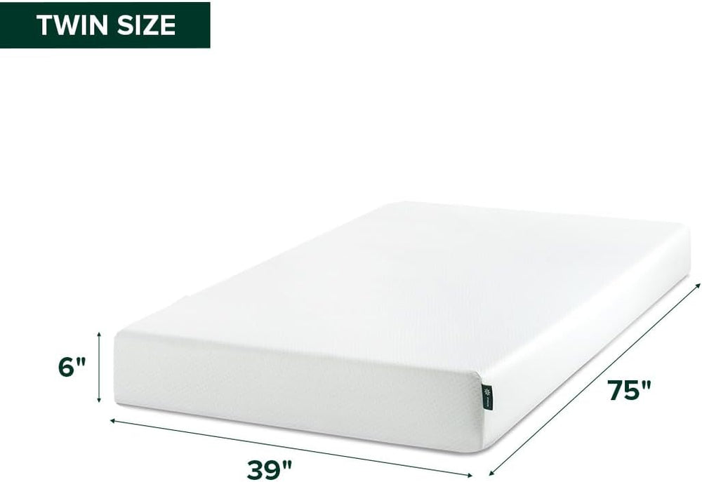 Zinus 6 Inch Twin Green Tea Memory Foam Mattress, Medium Firm Feel