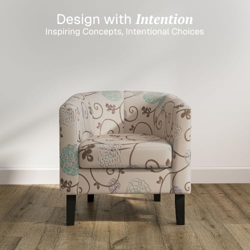 BELLEZE Living Room Chair, Linen Round Accent Barrel Chair, Club Tub Sofa Cha...