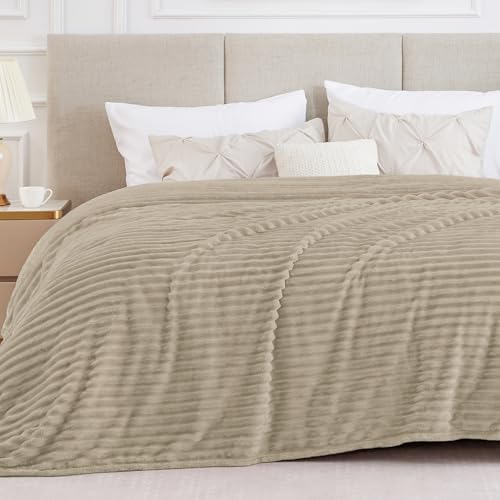 BEDELITE Ribbed Full Size Blanket for Bed, Linen, 84"x90"