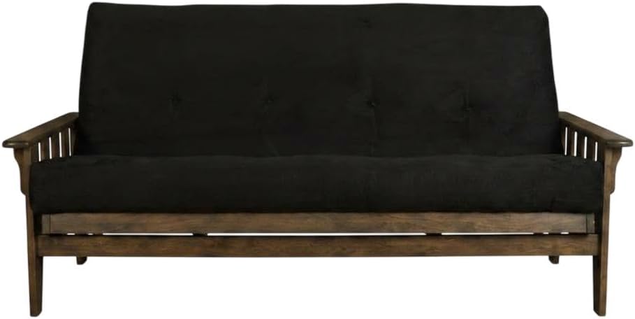 Kodiak Furniture Tucson Full Size Futon Set in Rustic Walnut Finish, Suede Black