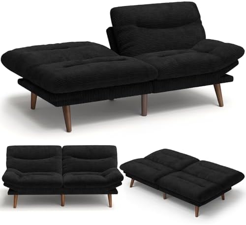 Amada 66 inch 3-in-1 Convertible Futon Sofa Bed, Black