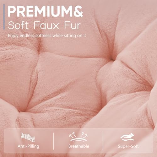 DUMOS Faux Fur Saucer Chair, Living Room Folding Lounge Chair