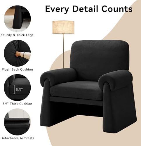 Oversized Accent Chair, Comfy Living Room Chairs, Single Sofa Chair with Thic...