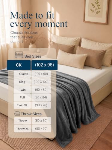 Utopia Bedding Fleece Bed Blanket California King Size Grey (102x96 Inch)