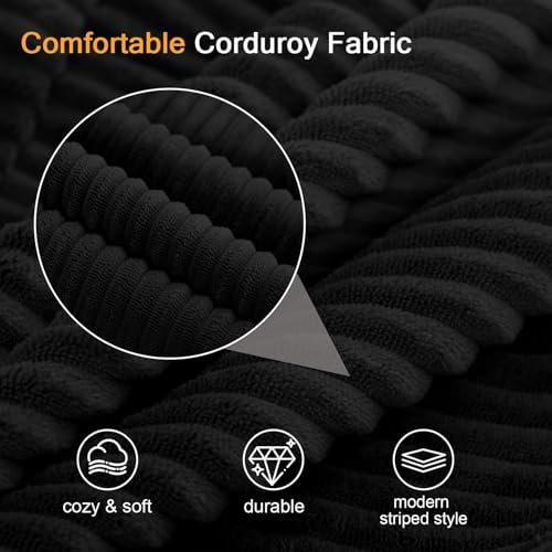 MeMoreCool 59" Boneless Couch Bed, Loveseat Futon Sofa, Small Space, Black