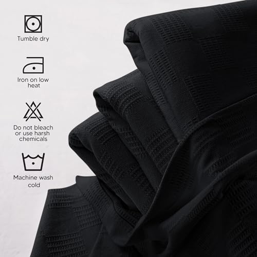 Utopia Bedding 100% Cotton Thermal Blanket Black Twin, 90x72 Inches