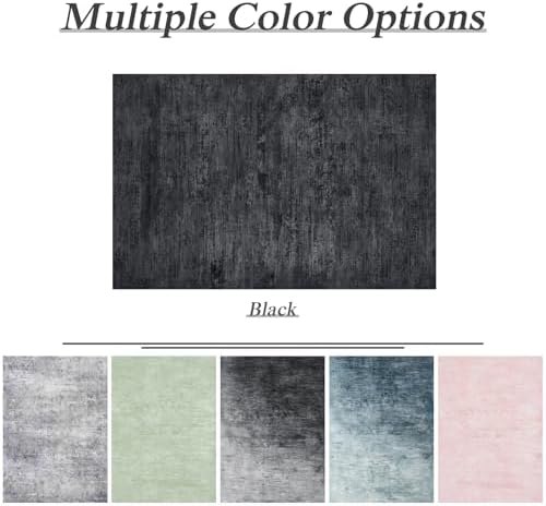 9x12 Washable Area Rug, Black Solid Area Rugs for Living Room & Bedroom