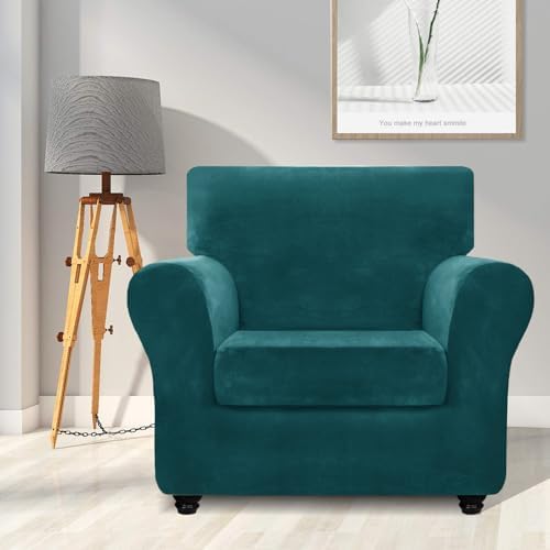 ZNSAYOTX Luxury Velvet Chair Slipcovers with Arms 2 Piece Stretch Chair Cover...