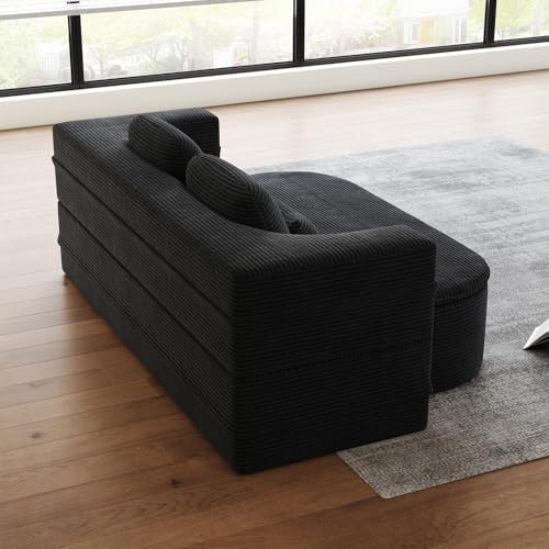 Antetek Convertible Sleeper Sofa, Modern Folding Futon Corduroy Floor Foam Co...