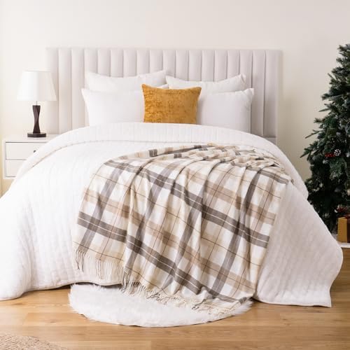 Fall Plaid Throw Blanket for Couch, Farmhouse Throw Blanket 49"x63"