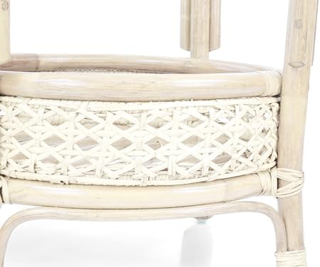 Pelangi Coffee Round Table White Color Handmade ECO Natural Rattan Wicker wit...
