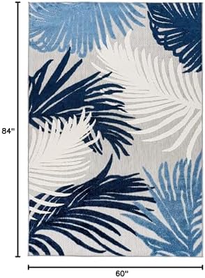 Rugshop Lucca Indoor/Outdoor Contemporary Floral Deck Area Rug Navy 5' x ...
