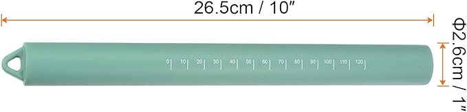 HARFINGTON Silicone Rolling Pin 10" Silicone Surface Non-Stick Stainless Steel - Image 2