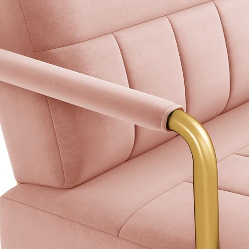 Yaheetech 30" Accent Chair Velvet Armchair with Golden Frame, Pink