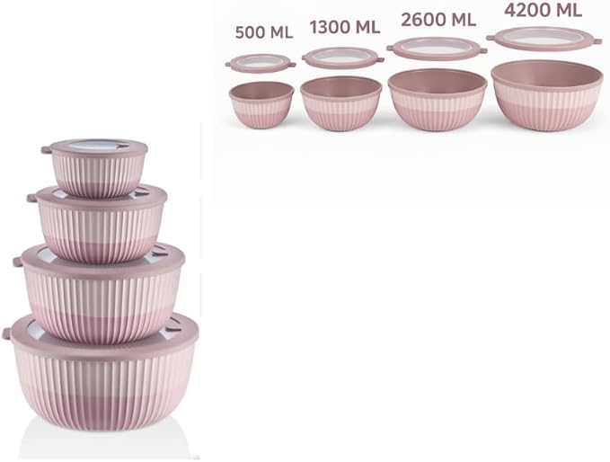 Mixing Bowls with Lids, 8-Piece Airtight Leak-Proof Nesting BPA-Free Bowl Set - Image 9
