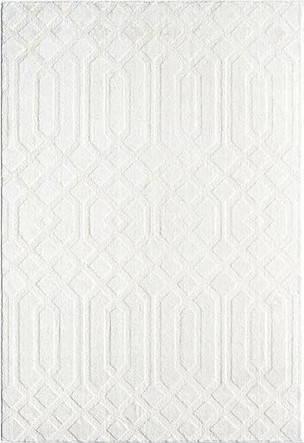 Abani Cozy Cream Area Rug for Living Room, Bedroom - Geometric Diamond Patter...