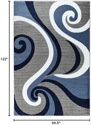 GLORY RUGS Modern Area Rug Swirls Carpet Bedroom Living Room Contemporary Din...