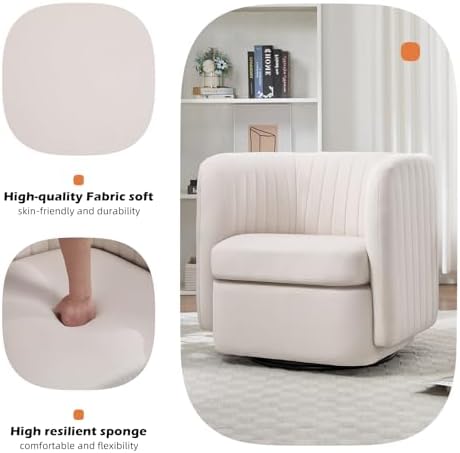 CANMOV Swivel Accent Chair, 360° Swivel Chair with Thick Padded Cushion, Swiv...