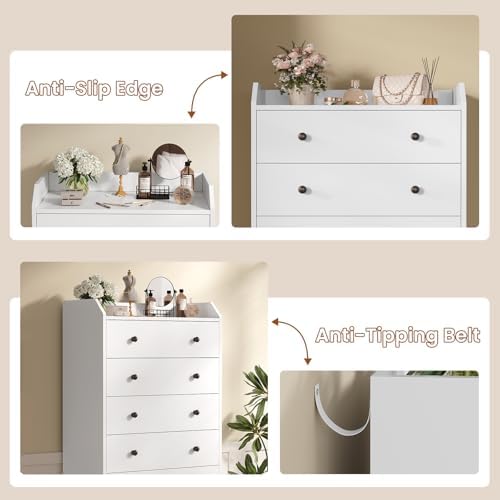 ADORNEVE Tall 6 Drawer White Modern Dresser
