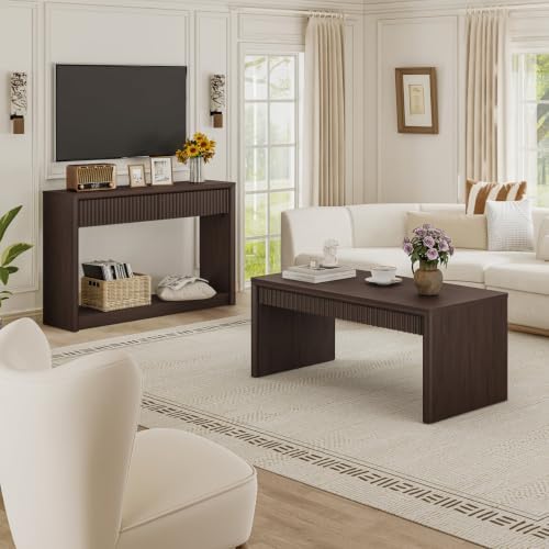 BON AUGURE Coffee Tables for Living Room, Mid-Century Modern, 43" Walnut