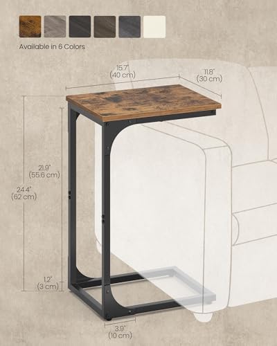 VASAGLE C-Shaped End Table, Small Sofa Side Table with Metal Frame