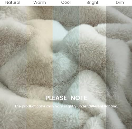 Cozy Bliss Deluxe Sheared Rabbit Faux Fur Throw Blanket, Soft Fuzzy High-Low ...