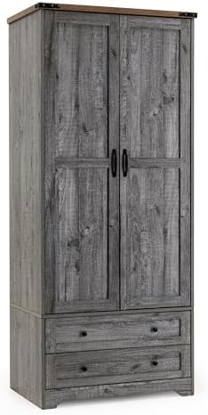 Yechen 71" Wooden Armoire Wardrobe Closet Set of 2, 4 Doors & 4 Drawers