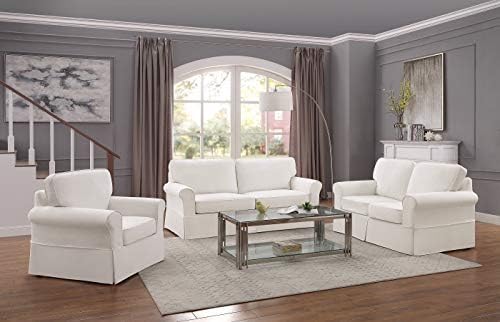 OSP Home Furnishings Ashton Rolled Arm Chair with Slipcover, White