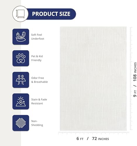 Abani Cream Area Rug - 6' x 9' - Living Room & Bedroom - Textured...