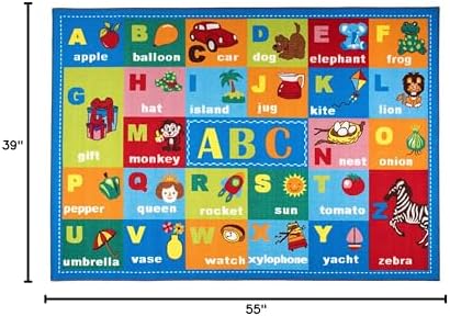Rugshop Alphabet Symbols Non-Skid Kids Learning Area Rug Multi 3'3" ...