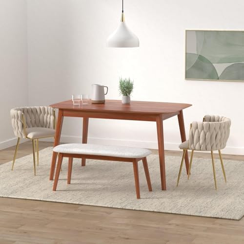 NIOIIKIT Modern Velvet Dining Chairs Set of 2 Hand Weaving Accent Chairs Livi...