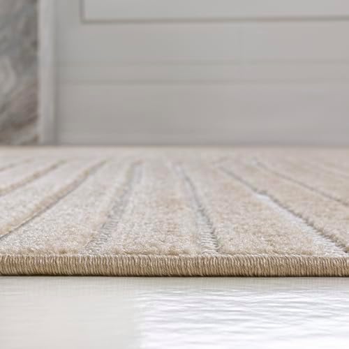 JONATHAN Y Hallie High-Low Curve Beige/Cream 8x10 Indoor/Outdoor Area Rug, Mi...